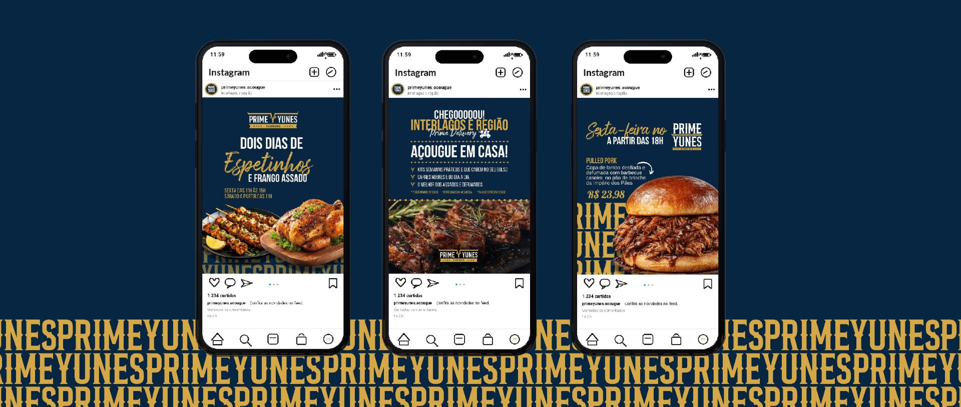 Prime Yunes — peças para redes sociais